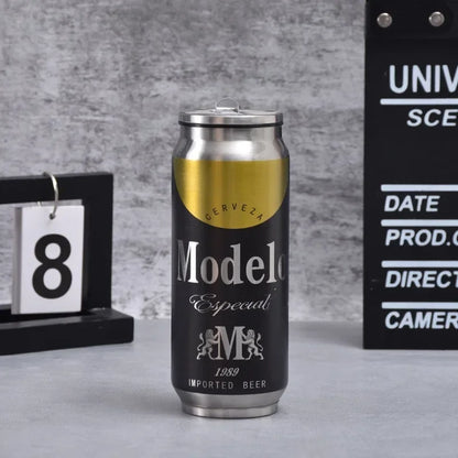 Garrafa Térmica 500ml Inox 304 🥤 Estilo Lata • Mantém Quente/Frio | Copo Térmico para Carro, Escola e Desporto • Impressão Laser Premium