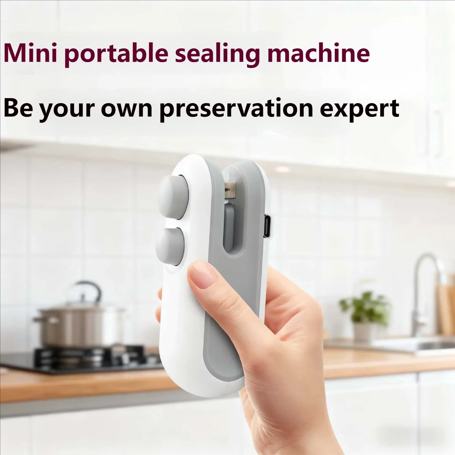 HOMEFISH Mini Handheld Heat Sealer USB Rechargeable Food Storage Bag Plastic Packaging Machine Clip Bag Portable Food Sealer