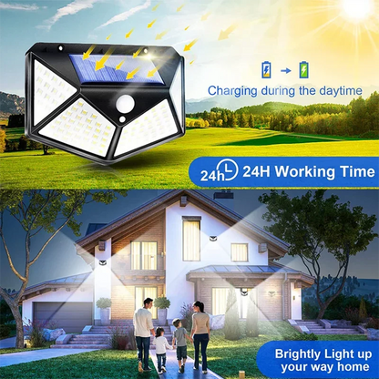 🌞 Luzes Solares LED 100L 🔆 com Sensor de Movimento | Iluminação Exterior para Jardim, Parede e Rua • 1/2/4/6 Peças • Energia Solar e Alta Luminosidade
