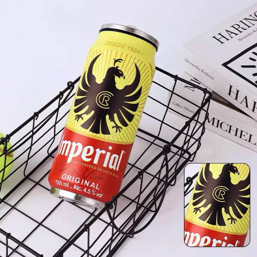 Garrafa Térmica 500ml Inox 304 🥤 Estilo Lata • Mantém Quente/Frio | Copo Térmico para Carro, Escola e Desporto • Impressão Laser Premium