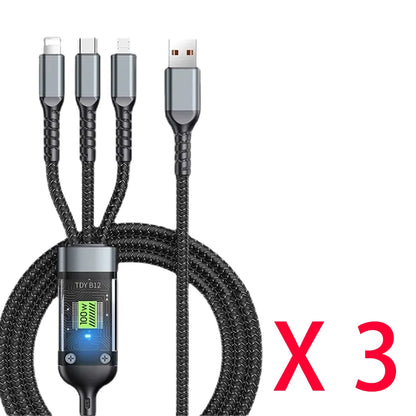 ⚡ Super Cabo 3 em 1 Fast Charge – USB-A / Tipo-C / Lightning