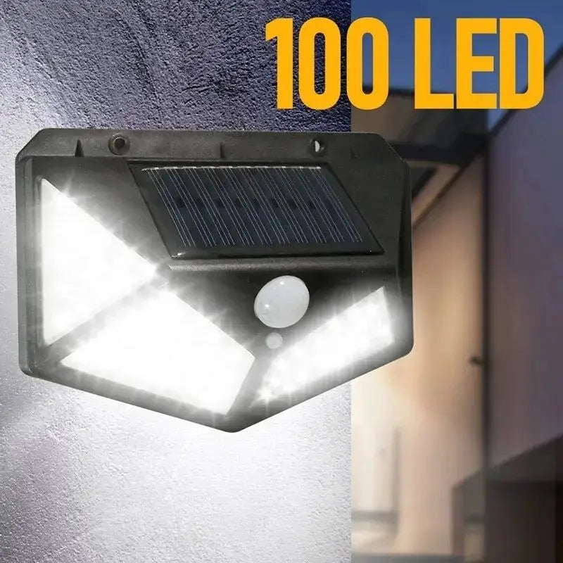 🌞 Luzes Solares LED 100L 🔆 com Sensor de Movimento | Iluminação Exterior para Jardim, Parede e Rua • 1/2/4/6 Peças • Energia Solar e Alta Luminosidade