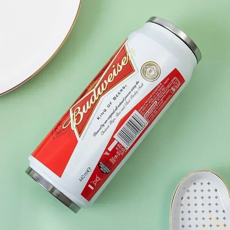 Garrafa Térmica 500ml Inox 304 🥤 Estilo Lata • Mantém Quente/Frio | Copo Térmico para Carro, Escola e Desporto • Impressão Laser Premium