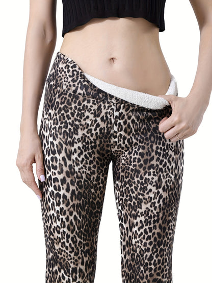 Calça Térmica Feminina Estampa Leopardo em Poliéster com Elasticidade Média