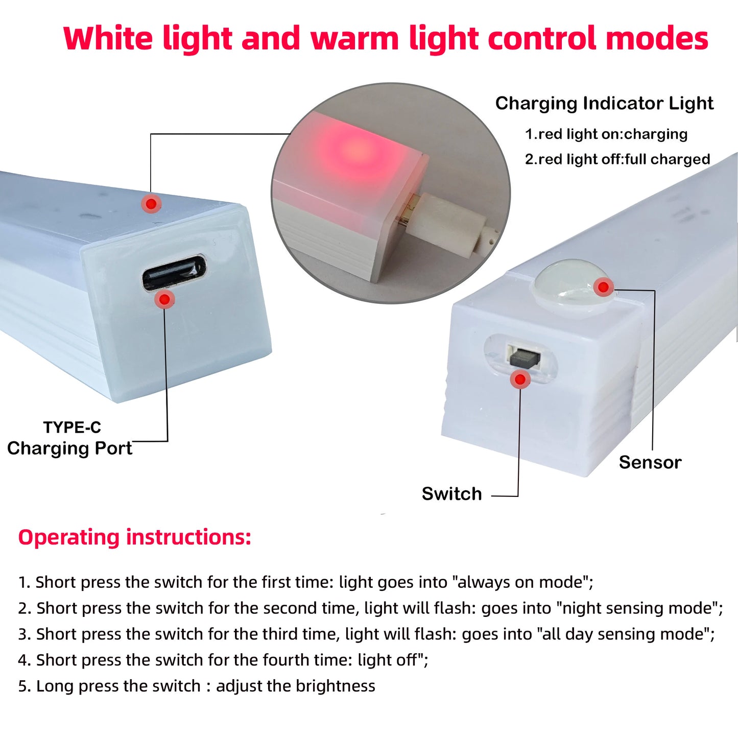 Wireless Rechargeable LED Night Lights Motion Sensor Lights Closet Kitchen Night Lights Bedroom Sensor Light Cabinet Stair Light