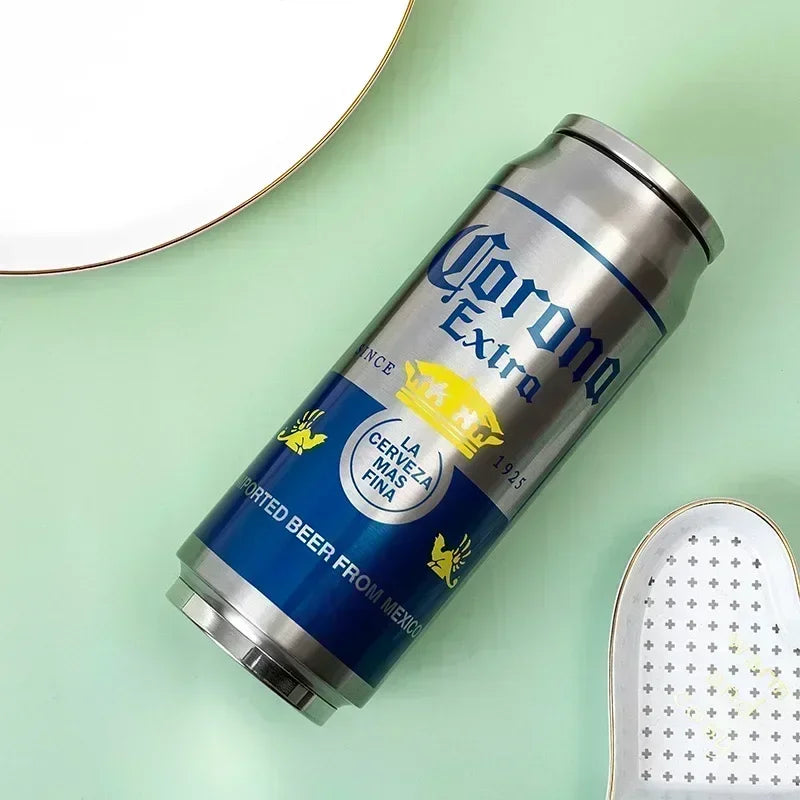 Garrafa Térmica 500ml Inox 304 🥤 Estilo Lata • Mantém Quente/Frio | Copo Térmico para Carro, Escola e Desporto • Impressão Laser Premium